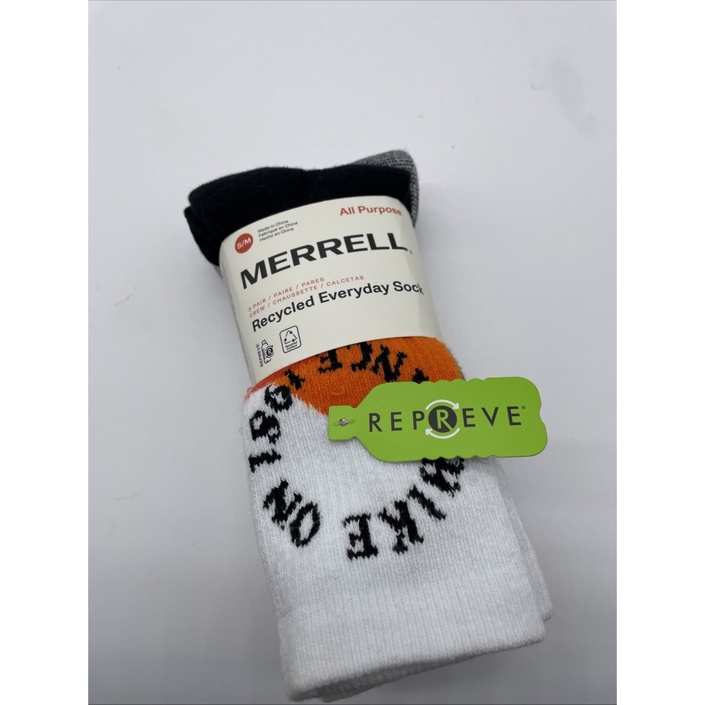 Merrell Crew Socks 3 Pairs Men's US Sz 5-8.5 Dry‎ Cushioned orange Flair